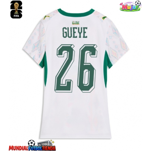 Camiseta Senegal Pape Gueye #26 Primera Equipación Replica Mundial 2026 para mujer mangas cortas